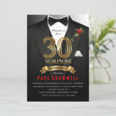 Verjaardagsuitnodiging 30e verjaardag in smoking kaart (Staand voorkant)