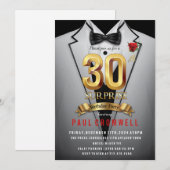 Verjaardagsuitnodiging 30ste verjaardag Tuxedo ver Kaart (Voorkant / Achterkant)