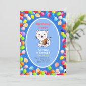 Verjaardagsuitnodiging 3e verjaardagsfeestje met k kaart (Staand voorkant)