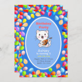 Verjaardagsuitnodiging 3e verjaardagsfeestje met k kaart (Voorkant / Achterkant)