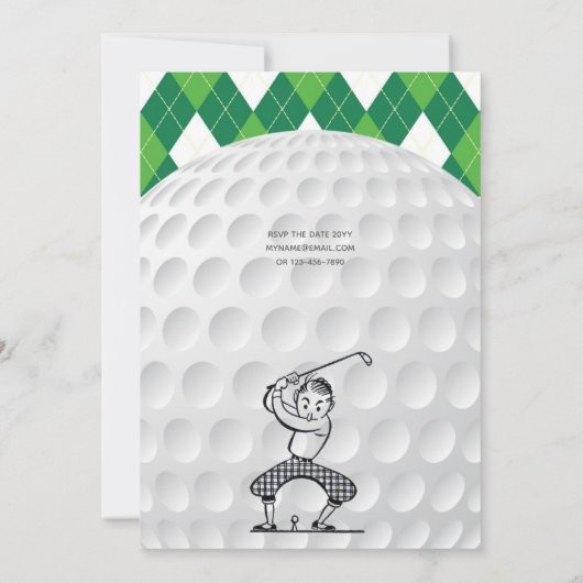 Verjaardagsuitnodiging 60ste verjaardag retro golf kaart (Achterkant)