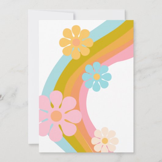 Verjaardagsuitnodiging 70s Flower Power, 70s Retro Kaart (Achterkant)