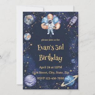 Verjaardagsuitnodiging Adventure Galaxy Astronau Kaart