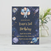 Verjaardagsuitnodiging Adventure Galaxy | Astronau Kaart (Staand voorkant)