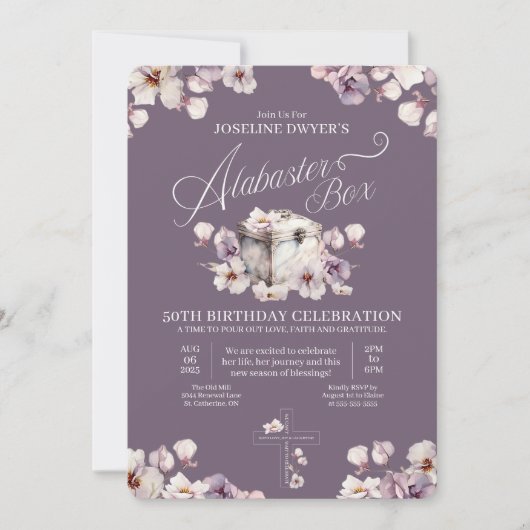 Verjaardagsuitnodiging Alabaster Box Kaart (Voorkant)