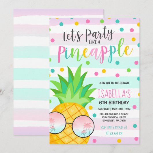 Verjaardagsuitnodiging als een ananas kaart (Voorkant / Achterkant)