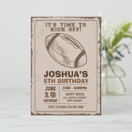 Verjaardagsuitnodiging Amerikaans Football Kaart (Staand voorkant)