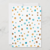 verjaardagsuitnodiging | Aqua Blue en gouden confe Kaart (Achterkant)