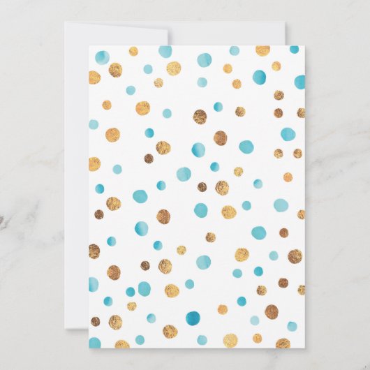 verjaardagsuitnodiging | Aqua Blue en gouden confe Kaart (Achterkant)