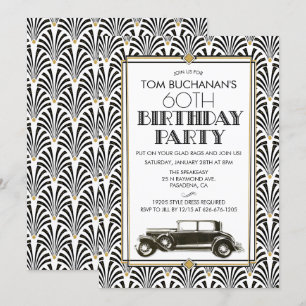 VERJAARDAGSUITNODIGING ART DECO GATSBY ELKE LEEFTI KAART