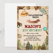 Verjaardagsuitnodiging avontuur ontdekkingsreizige kaart (Voorkant / Achterkant)
