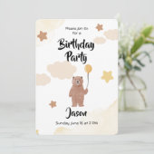 Verjaardagsuitnodiging Beer met ballon Kaart (Staand voorkant)