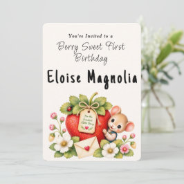 Verjaardagsuitnodiging 'Berry Sweet First' Feestdagenkaart