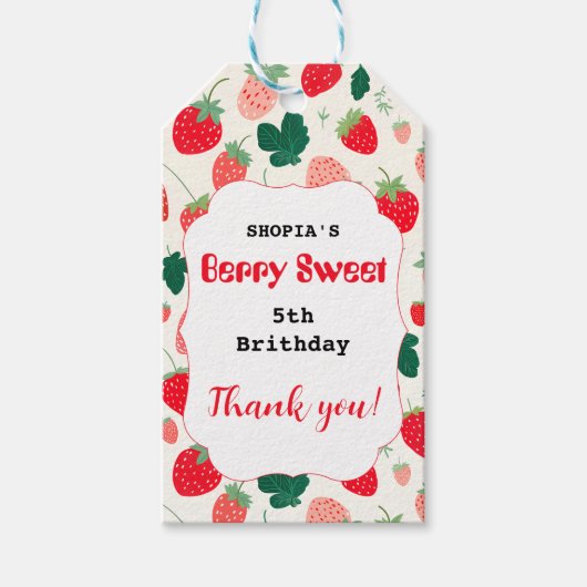 Verjaardagsuitnodiging Berry Zoet Cadeaulabel (Voorkant)