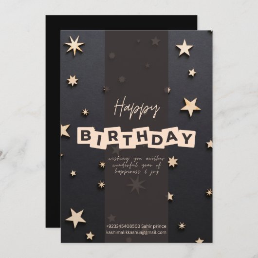 Verjaardagsuitnodiging bewerkbaar  kaart (Voorkant / Achterkant)