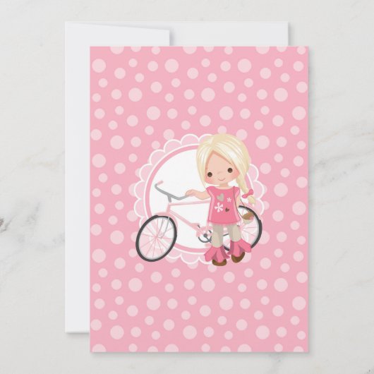 Verjaardagsuitnodiging Blond Bicycle Girl Kaart (Achterkant)