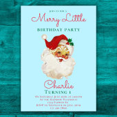 Verjaardagsuitnodiging Blue  Santa Kaart