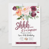 Verjaardagsuitnodiging Blush en Marsala verrassing Kaart (Voorkant)