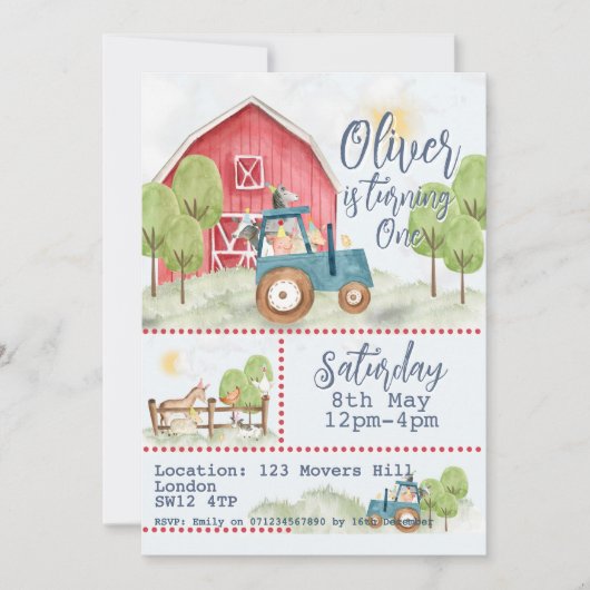 🎉 Verjaardagsuitnodiging Boerderijdieren 🎉 Kaart (Voorkant)