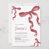 Verjaardagsuitnodiging Bourgogne Bow Kaart (Voorkant)