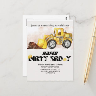 Verjaardagsuitnodiging bouw Editable Dump vrachtwa Briefkaart