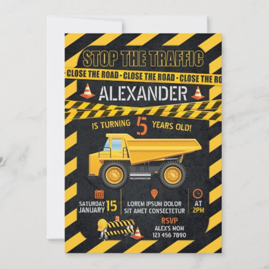 Verjaardagsuitnodiging bouw kaart (Voorkant)