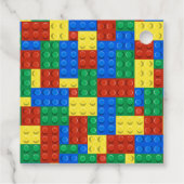 Verjaardagsuitnodiging bouwstenen jongen bedankjes labels (Achterkant)