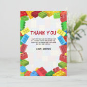 Verjaardagsuitnodiging bouwstenen, Jongens verjaar Bedankkaart (Staand voorkant)