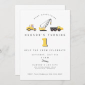 Verjaardagsuitnodiging bouwzone dumptruck kaart (Voorkant / Achterkant)