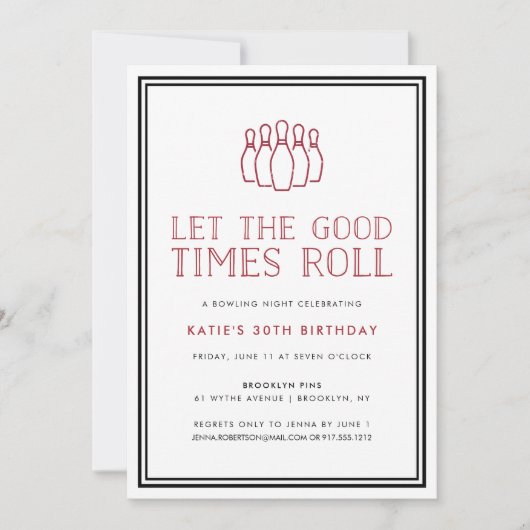 Verjaardagsuitnodiging Bowling Pins Kaart (Voorkant)