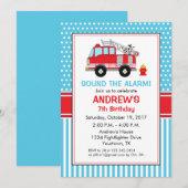 Verjaardagsuitnodiging brandweerman kaart (Voorkant / Achterkant)