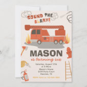 Verjaardagsuitnodiging brandweerwagen | Brandverja Kaart (Voorkant)