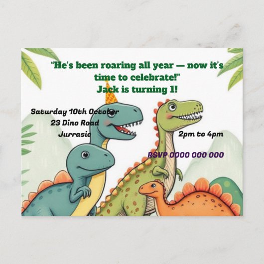 Verjaardagsuitnodiging  briefkaart (Voorkant)