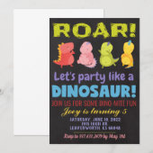 Verjaardagsuitnodiging Brullende Dinosaurussen Kaart (Voorkant / Achterkant)