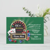 Verjaardagsuitnodiging Casino Night Las Vegas Roul Kaart (Staand voorkant)