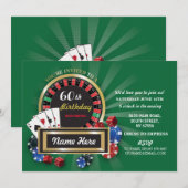 Verjaardagsuitnodiging Casino Night Las Vegas Roul Kaart (Voorkant / Achterkant)