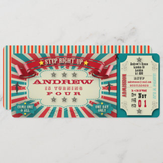 Verjaardagsuitnodiging Circus Ticket - personalise Kaart