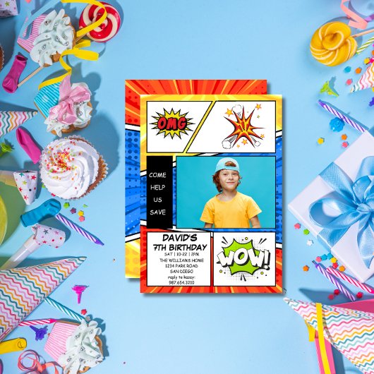 Verjaardagsuitnodiging Comic Book Style Pop Art Kaart