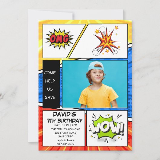 Verjaardagsuitnodiging Comic Book Style Pop Art Kaart (Voorkant)