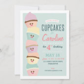 Verjaardagsuitnodiging // Cupcake-feestje Kaart (Voorkant)