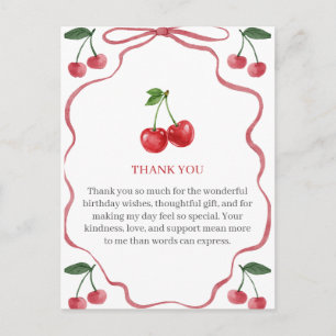 Verjaardagsuitnodiging Cute Cherry Thema Briefkaart