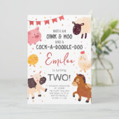 Verjaardagsuitnodiging Cute Farm Animals Kaart (Staand voorkant)