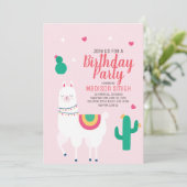 Verjaardagsuitnodiging Cute Party Llama Kaart (Staand voorkant)