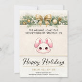 Verjaardagsuitnodiging Cute Pastel Bunny Kaart (Achterkant)