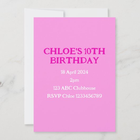 Verjaardagsuitnodiging / Dance Performance Invitat Aankondiging (Achterkant)