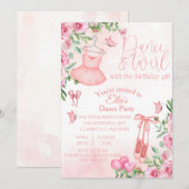 Verjaardagsuitnodiging dansen en draaien kaart (Voorkant / Achterkant)