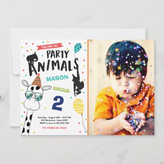 Verjaardagsuitnodiging Dierenfeest Dierenpark Wild Kaart (Voorkant)