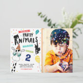 Verjaardagsuitnodiging Dierenfeest Dierenpark Wild Kaart (Staand voorkant)