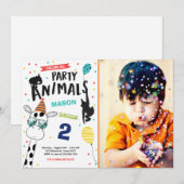 Verjaardagsuitnodiging Dierenfeest Dierenpark Wild Kaart (Voorkant / Achterkant)