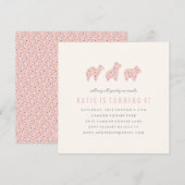 Verjaardagsuitnodiging Dierenkoekje - Bubblegum Kaart (Voorkant / Achterkant)